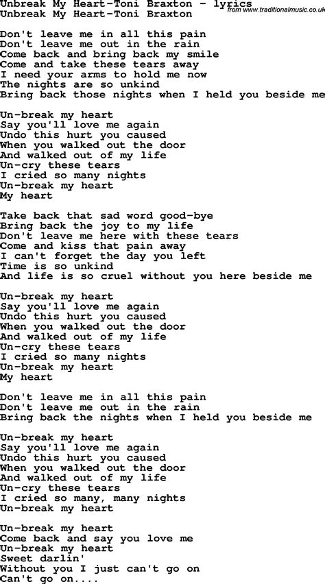 unbreak my heart lyrics.